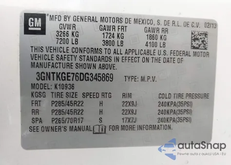 2013 Chevrolet Avalanche Ltz from USA, damaged, VIN 3GNTKGE76DG345869